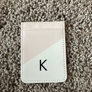 “K” initial card holder for phone